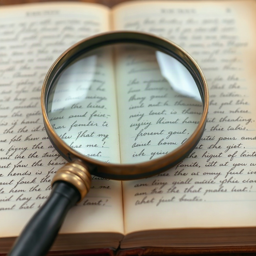 Old magnifying glass resting on a handwritten diary page